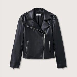 Mango Black Faux Leather Biker Jacket